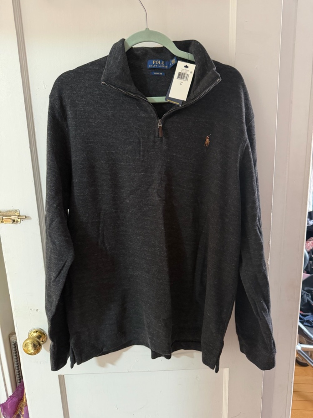 Ralph Lauren Polo Charcoal Grey Quarter-Zip Pullover NWT